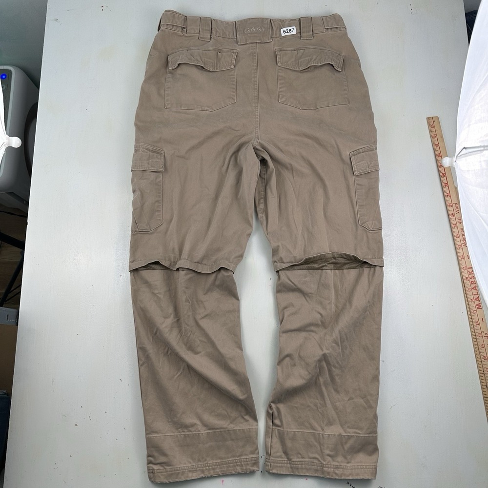 Cabela's Cargo Pants Mens 38x32 Khaki Beige Elastic Waist Cotton Stretch - Picture 2 of 12